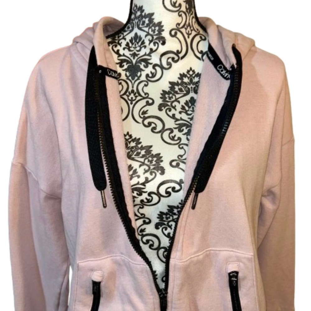 Calvin Klein Women’s Small Performance Light Mauve  Zip-Up Drop Shoulder Hoodie - Picture 4 of 16
